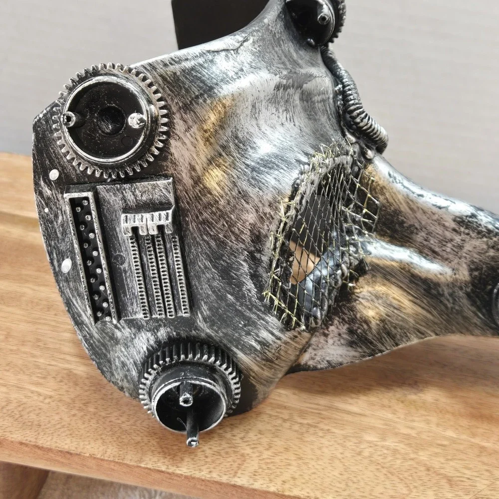 Steampunk Plague Doctor Mask‎ Silver Industrial Gothic Cosplay Long Beak 11